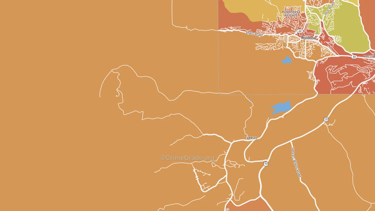 Ponderosa Heights, NM Map of Burglary Rates
