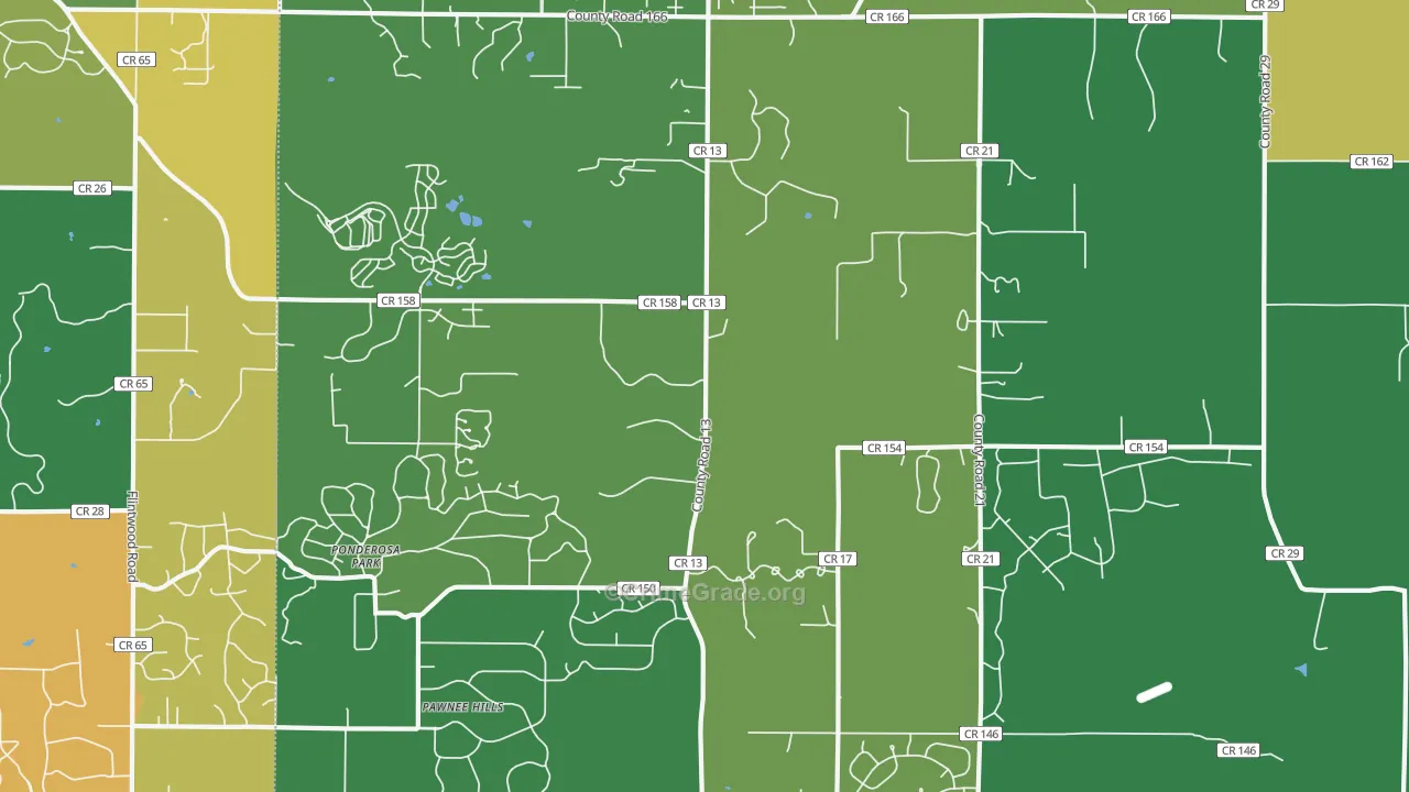 Ponderosa Park, CO Map of Burglary Rates