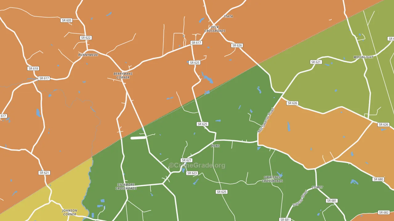 Pons, VA Map of Burglary Rates