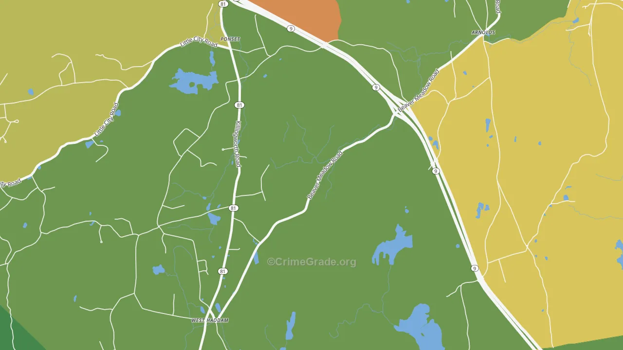 Ponset, CT Map of Burglary Rates