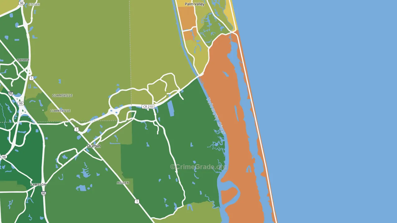 Ponte Vedra Beach, FL Map of Burglary Rates