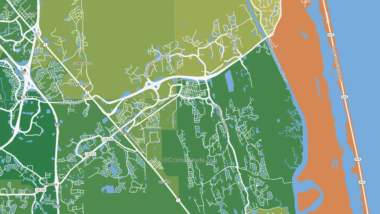 Ponte Vedra, FL Map of Burglary Rates