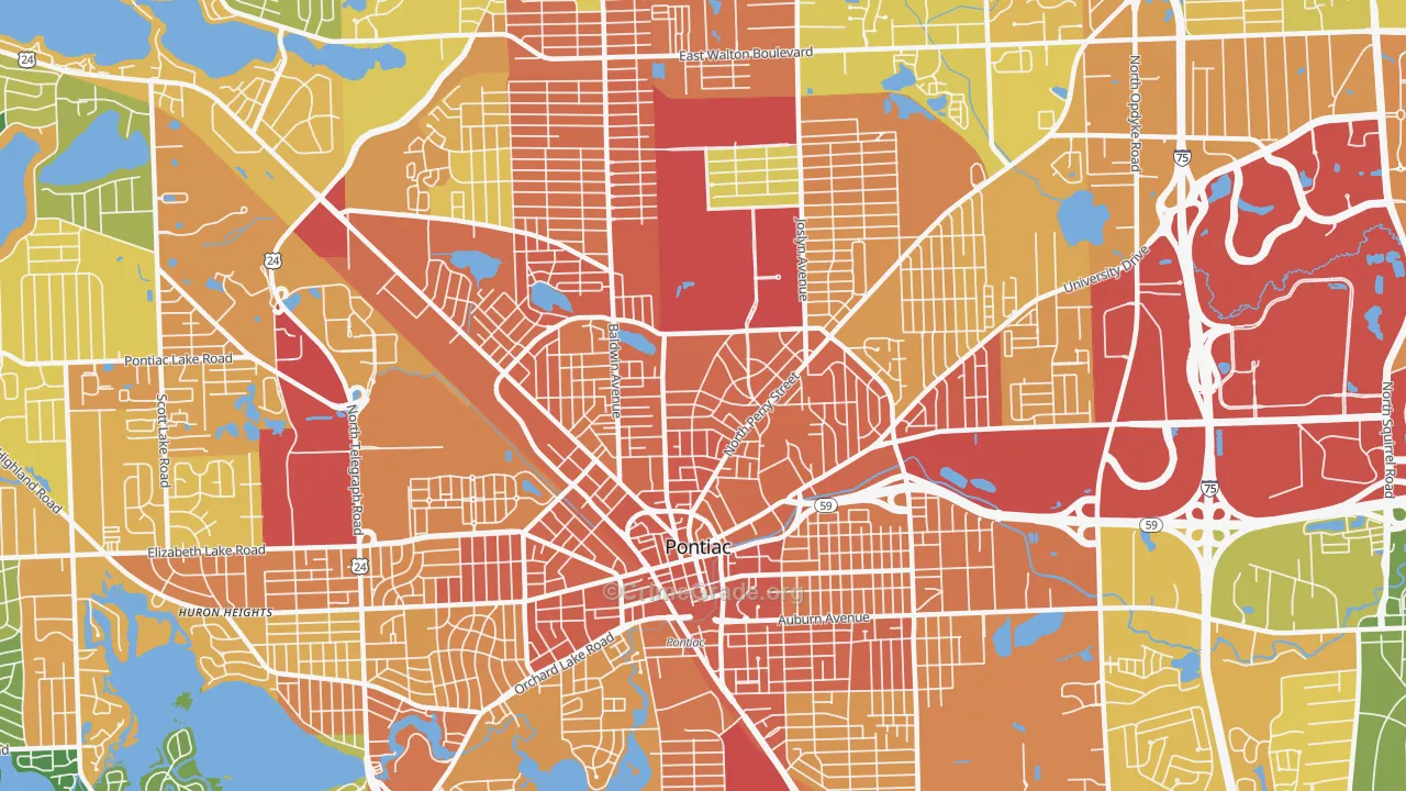 Pontiac, MI Map of Burglary Rates