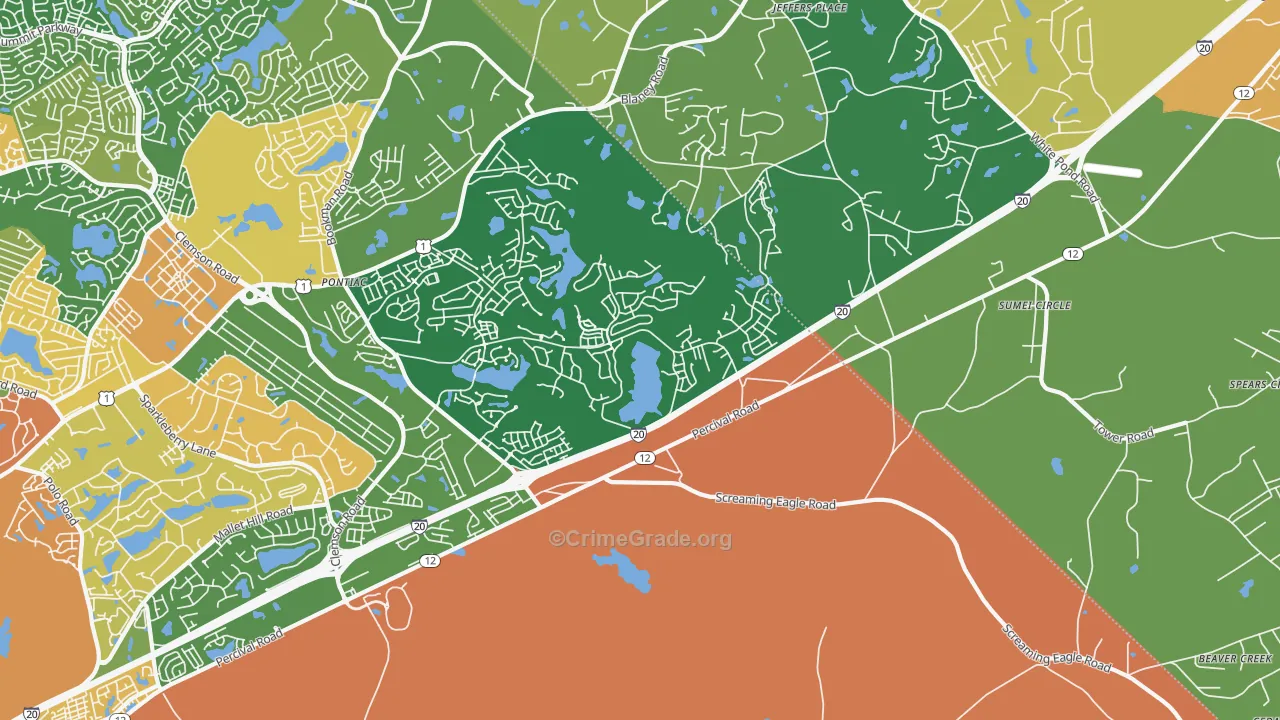 Pontiac, SC Map of Burglary Rates
