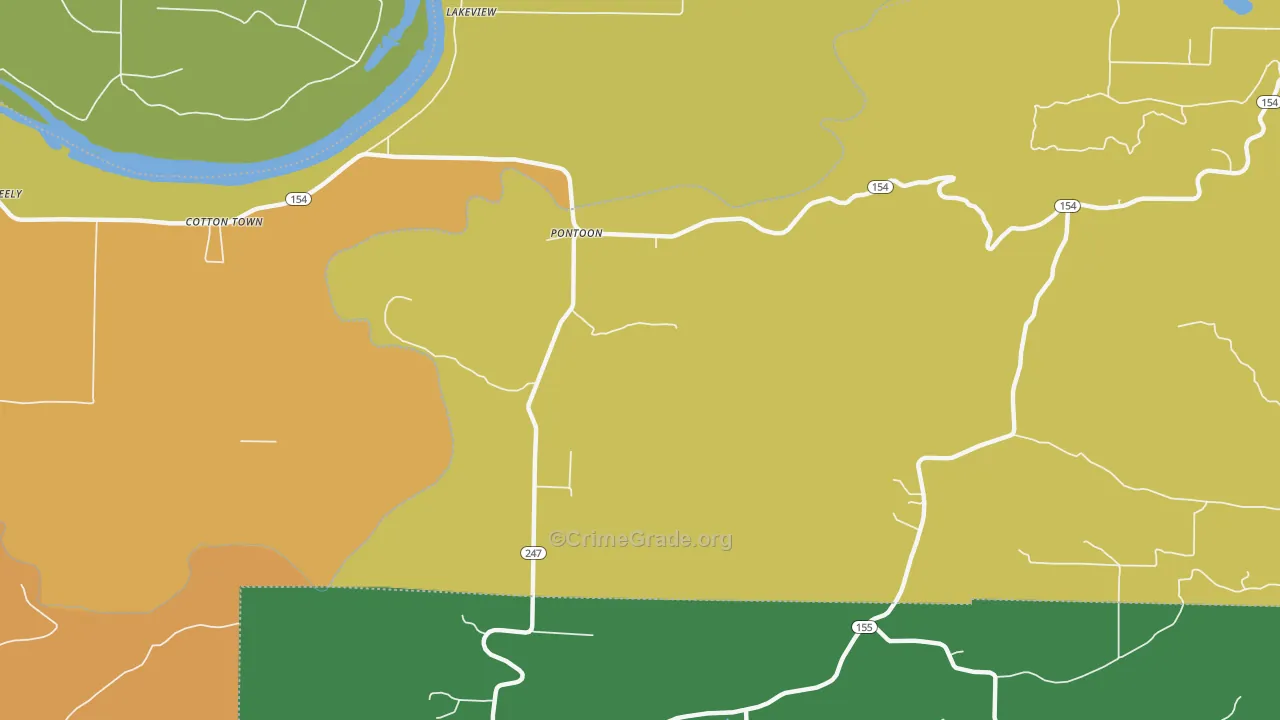 Pontoon, AR Map of Burglary Rates