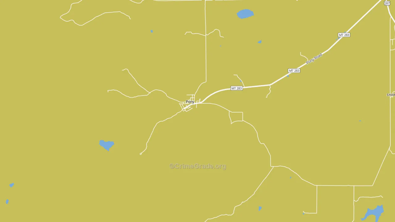 Pony, MT Map of Burglary Rates