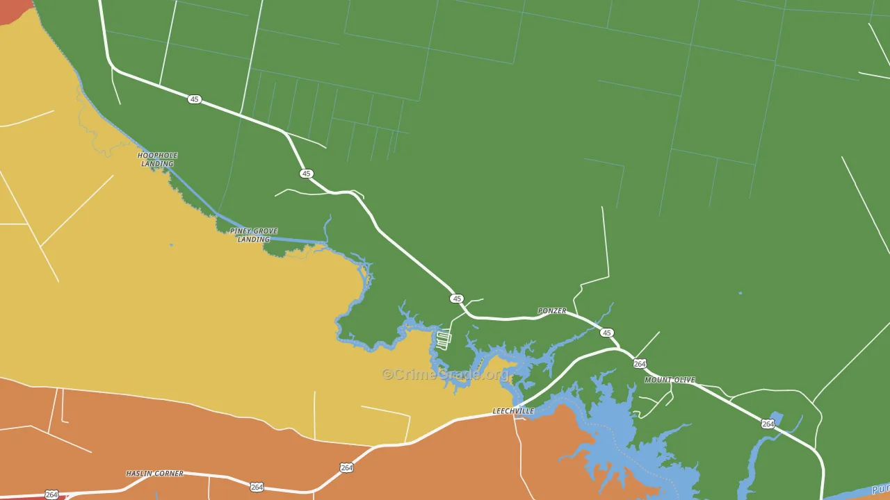 Ponzer, NC Map of Burglary Rates