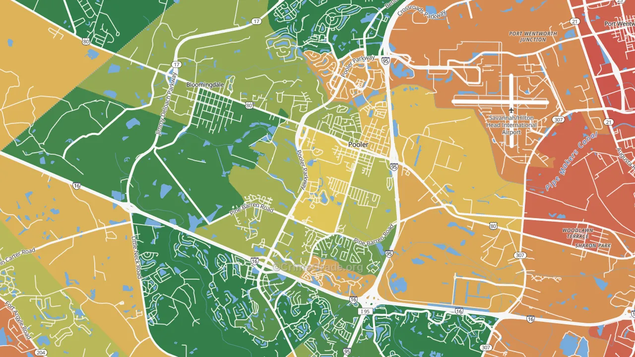 Pooler, GA Map of Burglary Rates