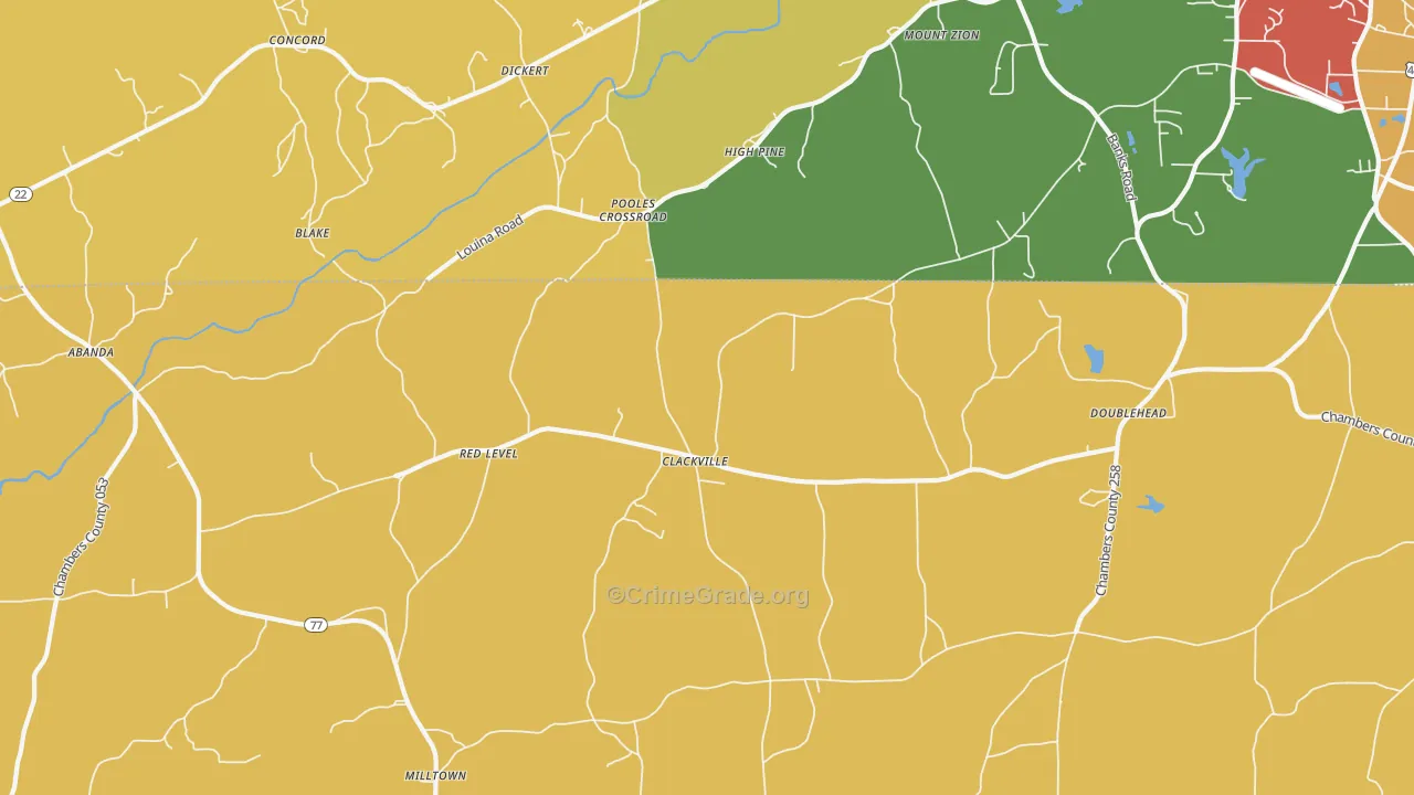 Pooles Crossroad, AL Map of Burglary Rates