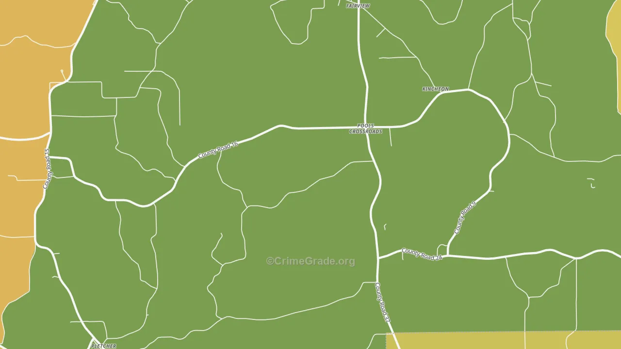 Pools Crossroads, AL Map of Burglary Rates