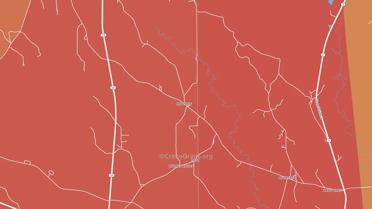 Pope, AL Map of Burglary Rates