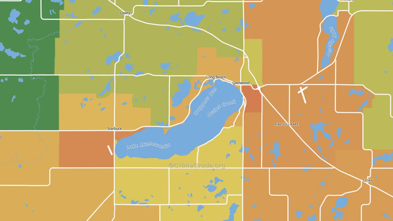 Pope County, MN Map of Burglary Rates