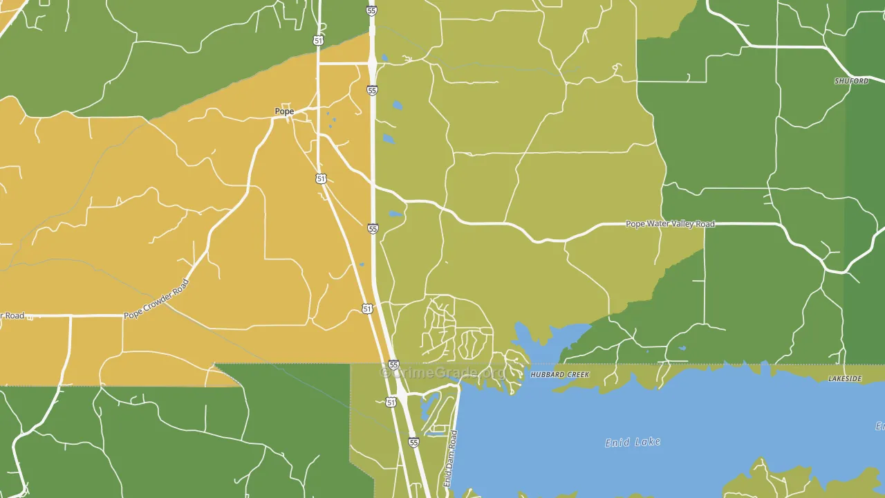Pope, MS Map of Burglary Rates