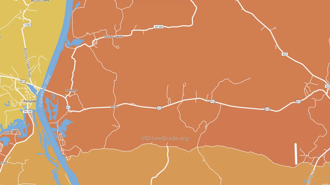 Pope, TN Map of Burglary Rates