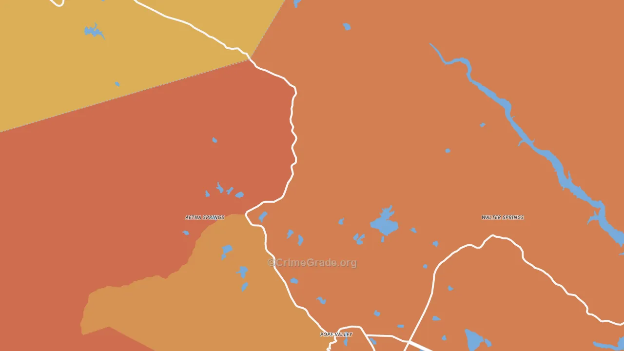 Pope Valley, CA Map of Burglary Rates