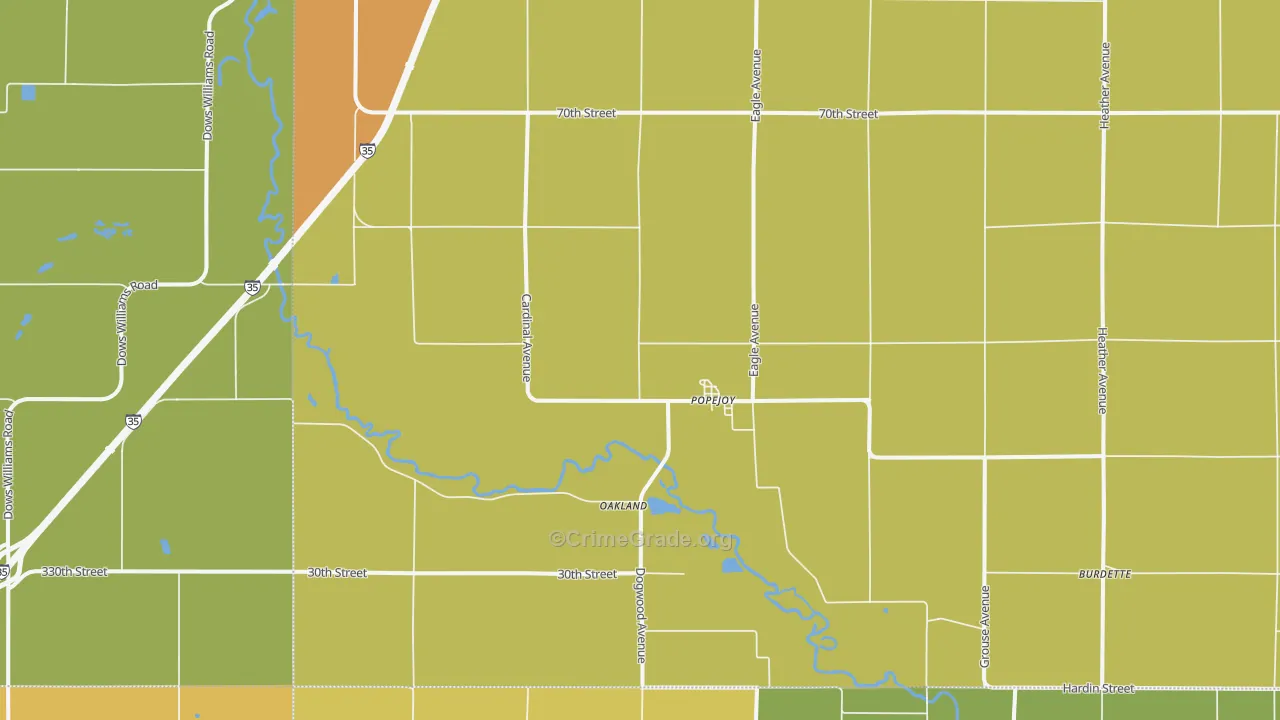 Popejoy, IA Map of Burglary Rates