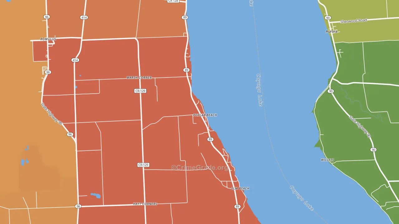 Poplar Beach, NY Map of Burglary Rates