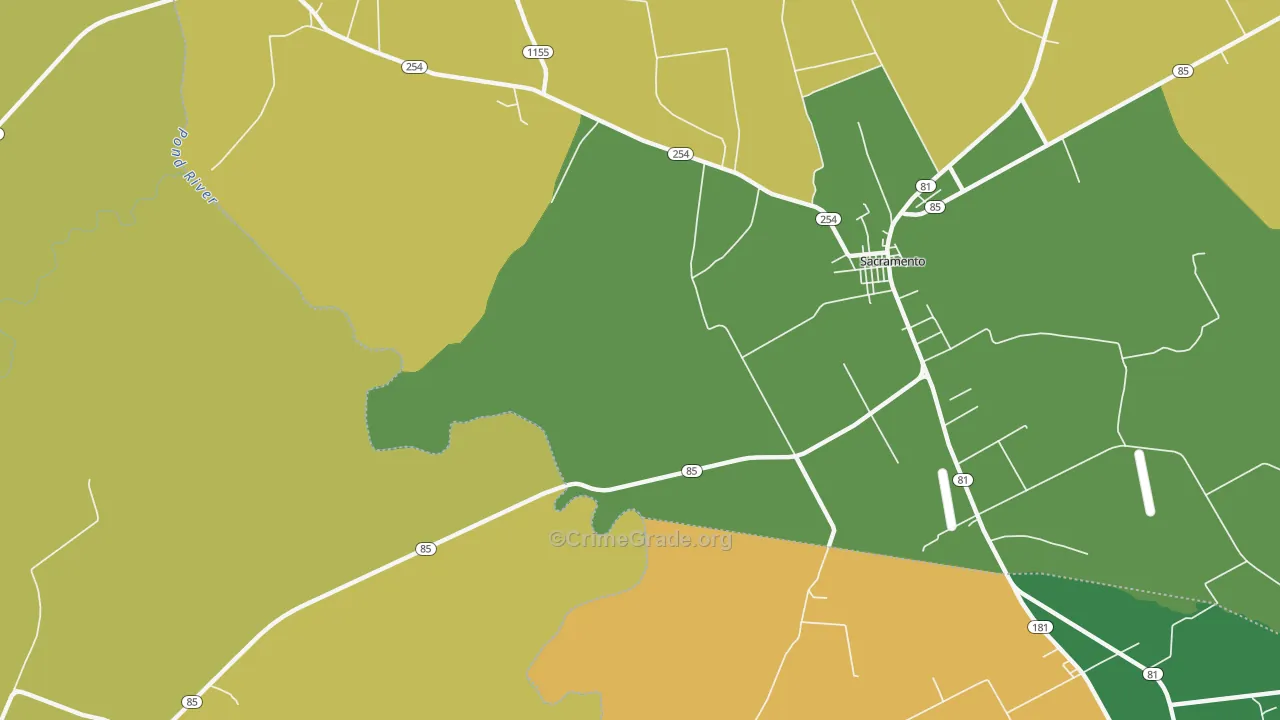 Poplar Grove, KY Map of Burglary Rates