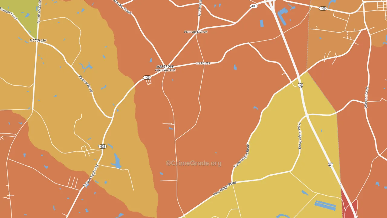 Poplar Grove, NC Map of Burglary Rates