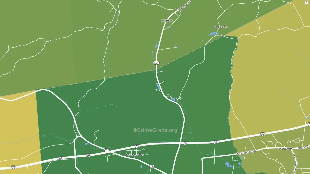 Poplar Grove, PA Map of Burglary Rates
