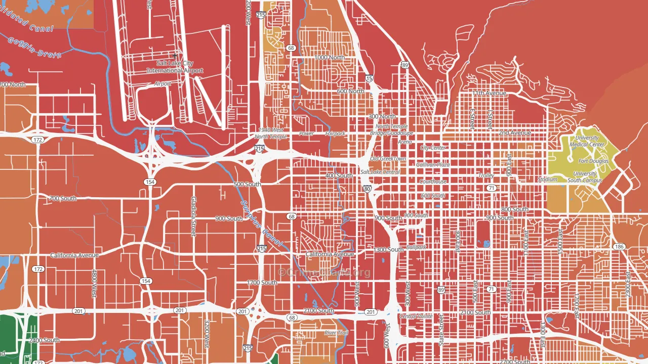 Poplar Grove, Salt Lake City, UT Map of Burglary Rates