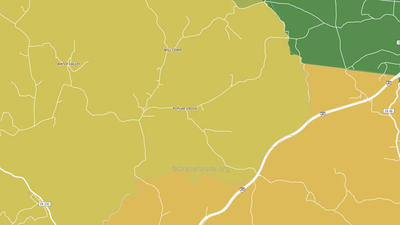 Poplar Grove, TN Map of Burglary Rates