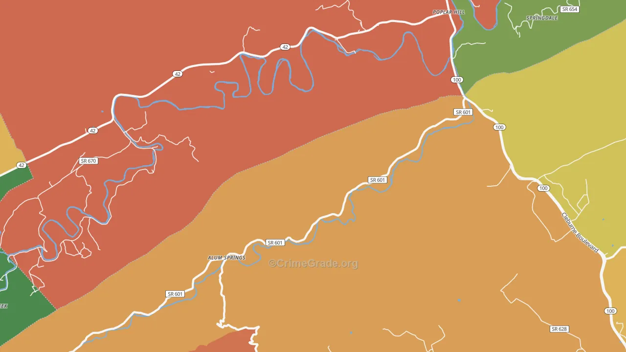 Poplar Hill, VA Map of Burglary Rates