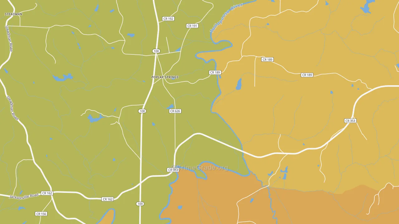 Poplar Springs, GA Map of Burglary Rates