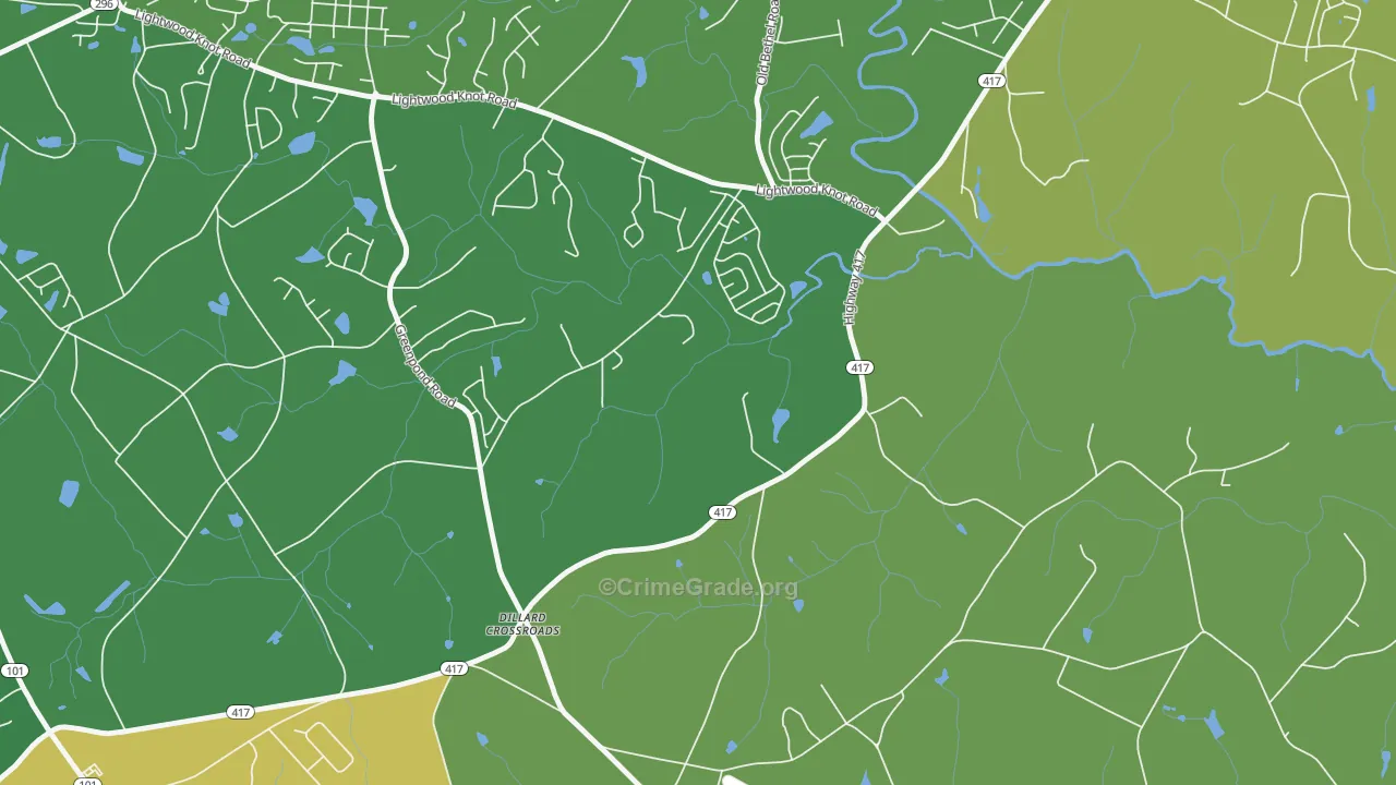 Poplar Springs, SC Map of Burglary Rates