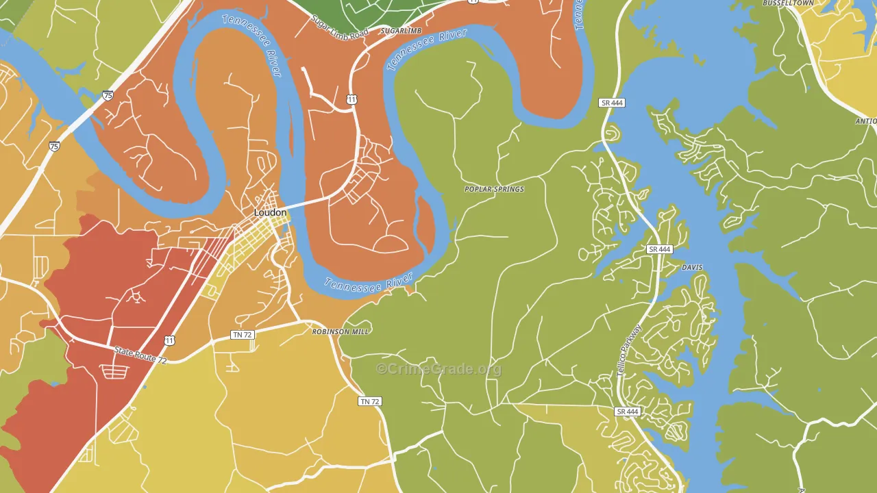 Poplar Springs, TN Map of Burglary Rates