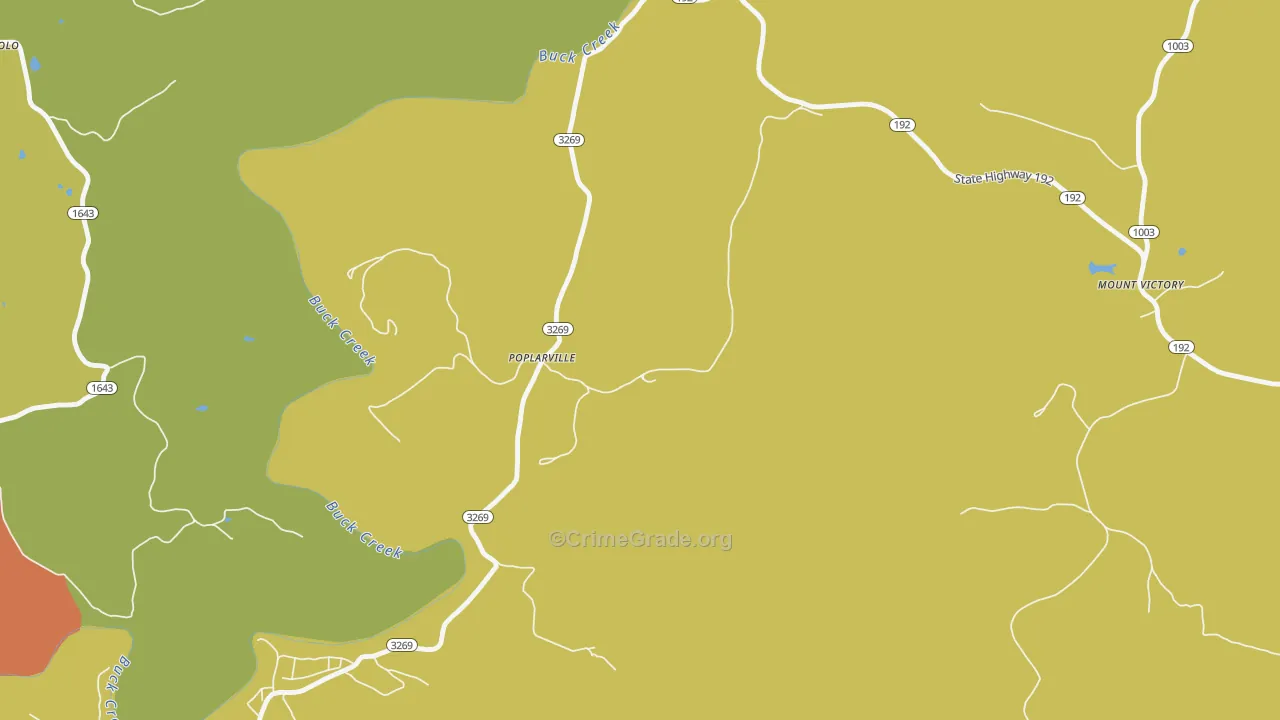 Poplarville, KY Map of Burglary Rates
