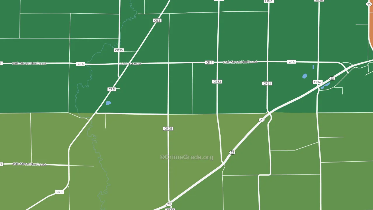 Popple Creek, MN Map of Burglary Rates