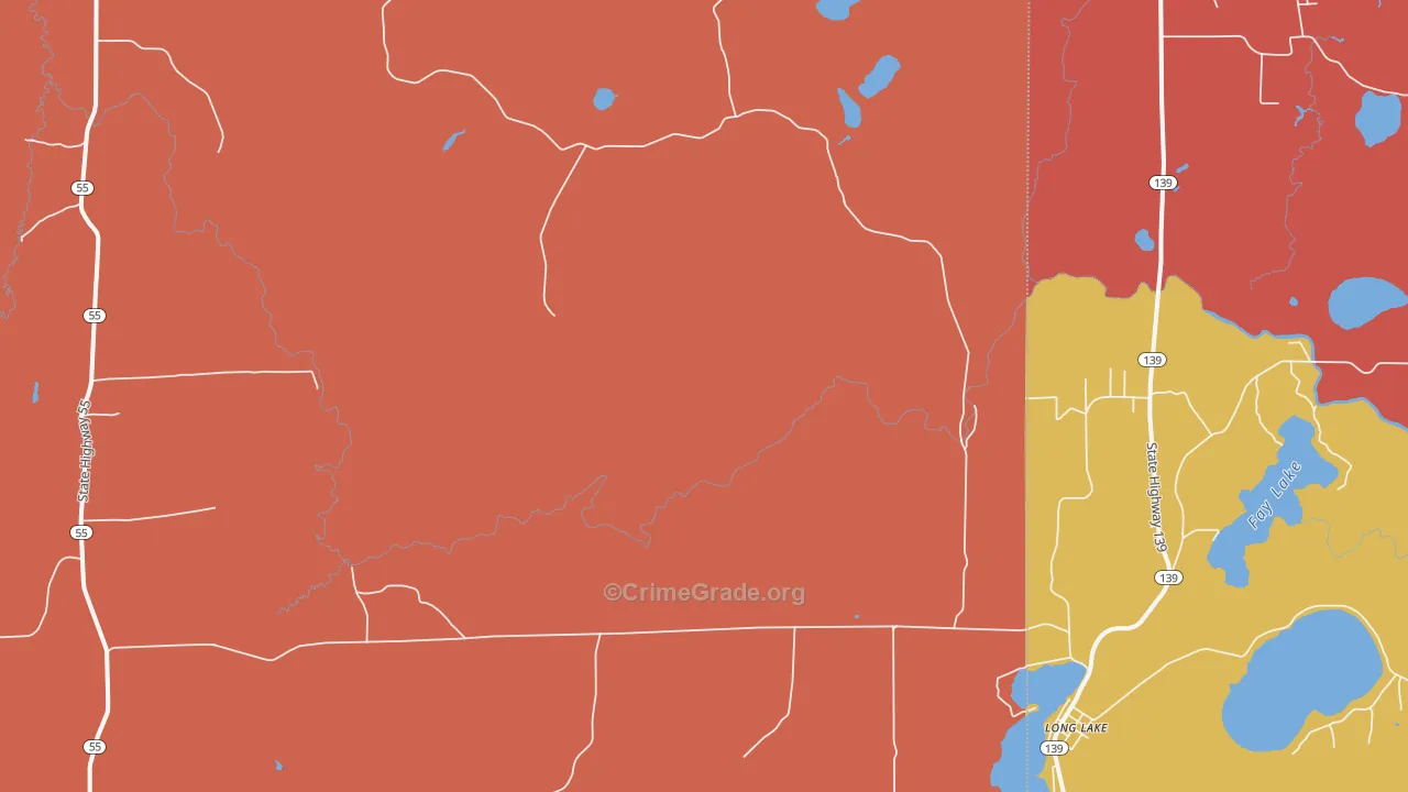 Popple River, WI Map of Burglary Rates
