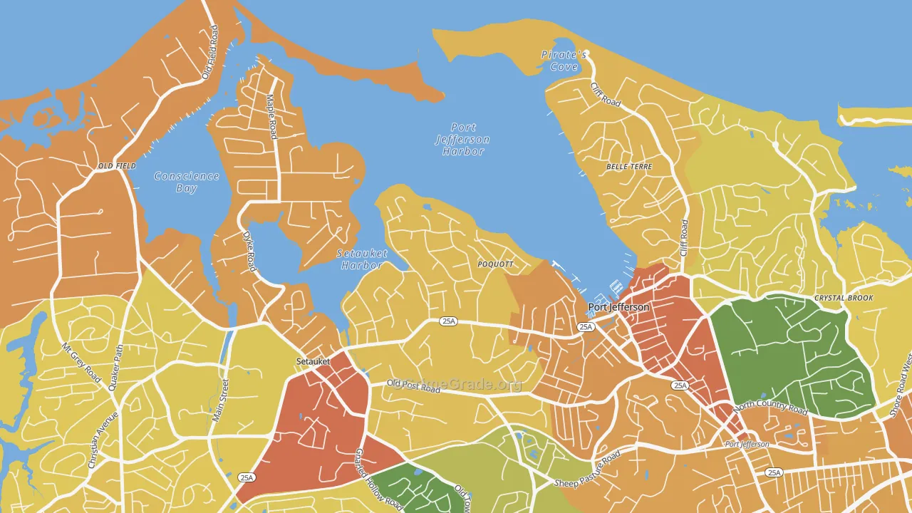 Poquott, NY Map of Burglary Rates