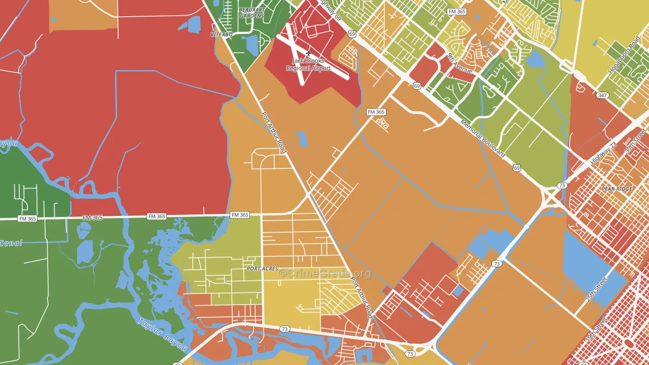 Port Acres, TX Map of Burglary Rates