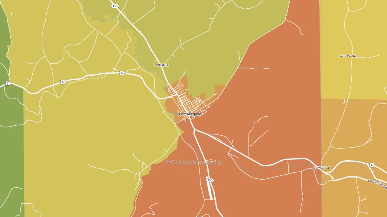 Port Allegany, PA Map of Burglary Rates