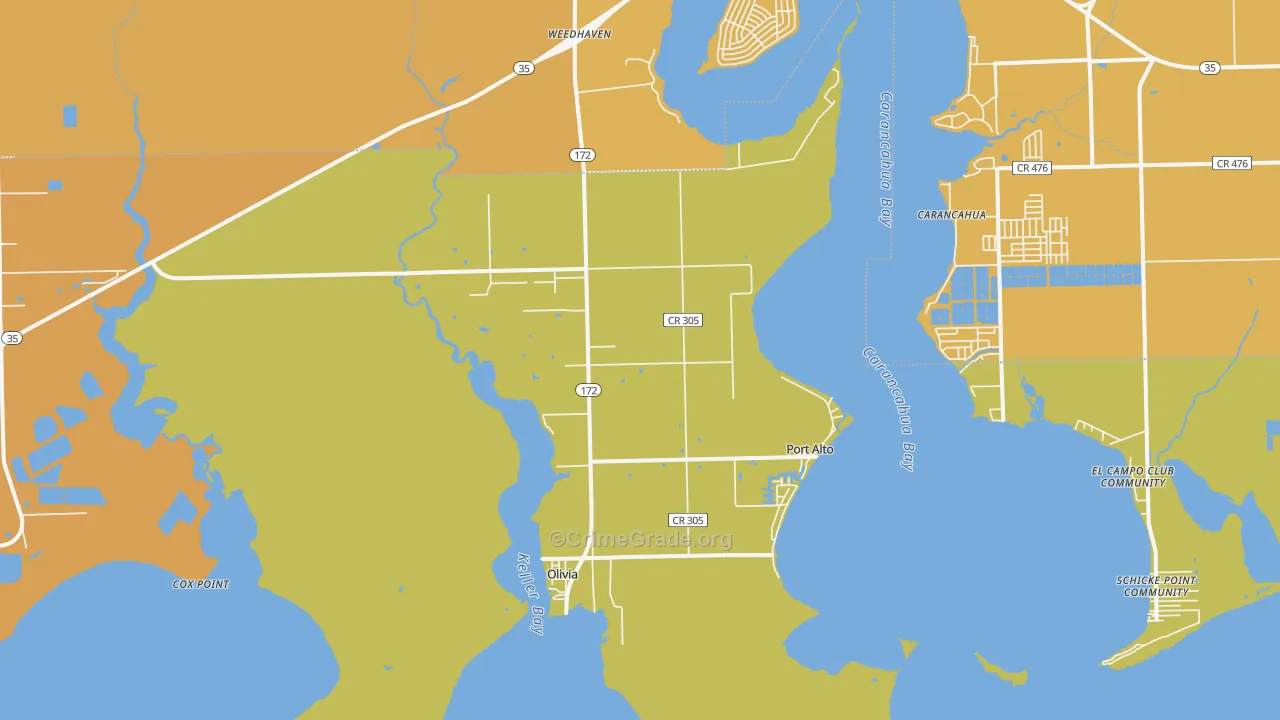 Port Alto, TX Map of Burglary Rates
