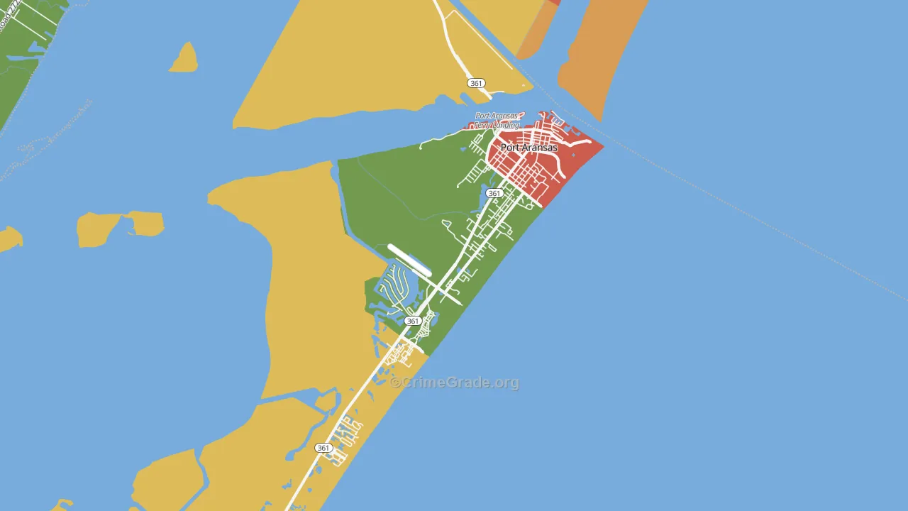 Port Aransas, TX Map of Burglary Rates