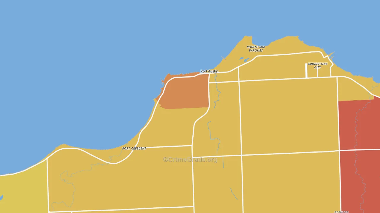 Port Austin, MI Map of Burglary Rates