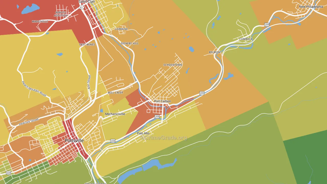 Port Carbon, PA Map of Burglary Rates