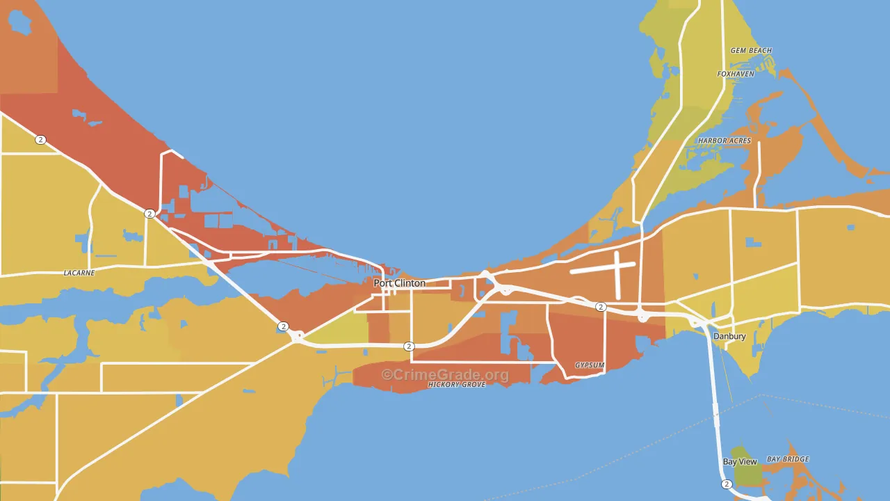 Port Clinton, OH Map of Burglary Rates