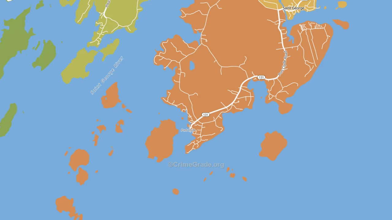 Port Clyde, ME Map of Burglary Rates