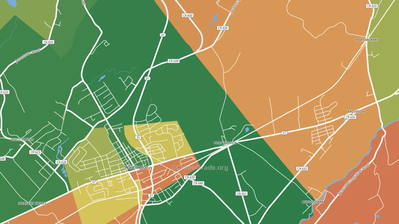 Port Colden, NJ Map of Burglary Rates