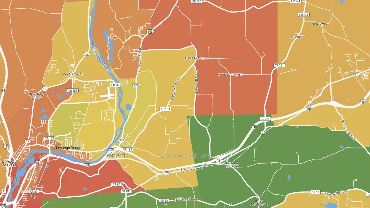 Port Crane, NY Map of Burglary Rates