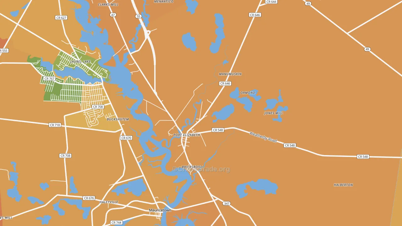 Port Elizabeth, NJ Map of Burglary Rates