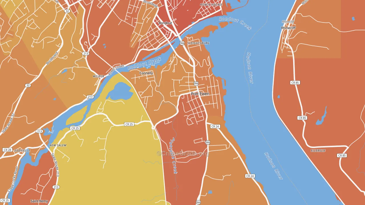 Port Ewen, NY Map of Burglary Rates