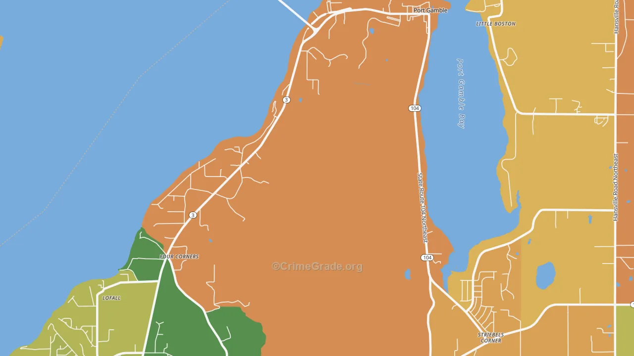 Port Gamble, WA Map of Burglary Rates