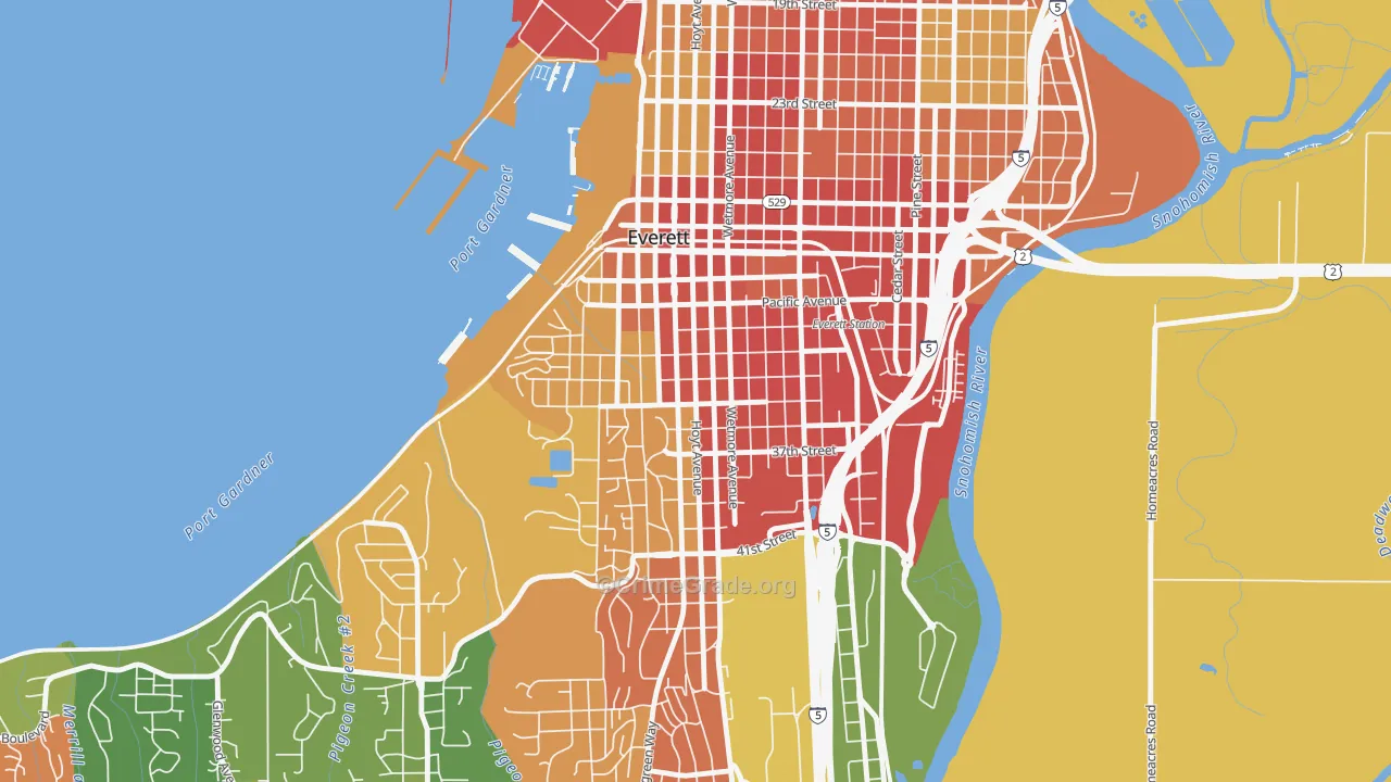Port Gardner, Everett, WA Map of Burglary Rates