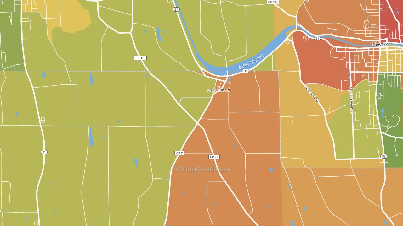 Port Gibson, NY Map of Burglary Rates