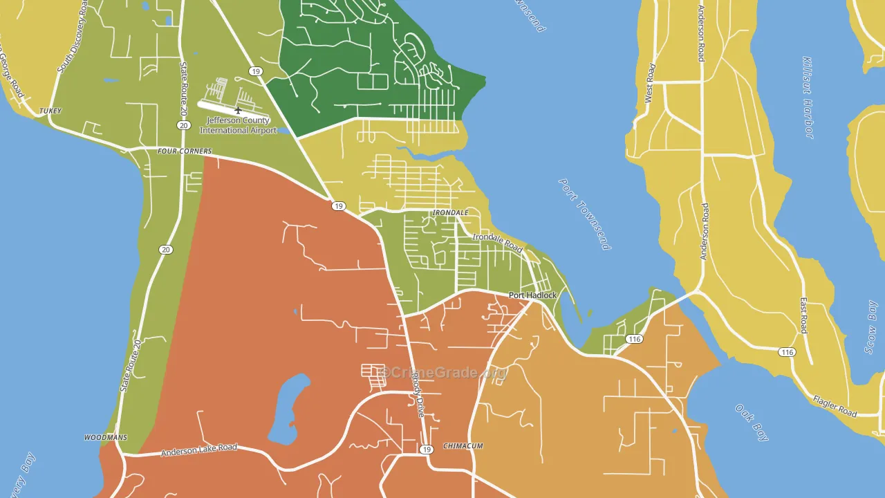 Port Hadlock-Irondale, WA Map of Burglary Rates
